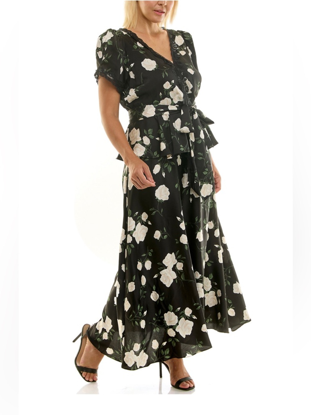 Taylor Printed Tiered Maxi Dress - Black Vanilla - Picture 2 of 8